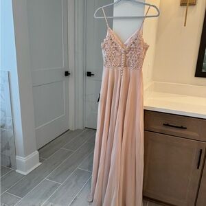 Lulu's Blush Embroidered Wedding Dress